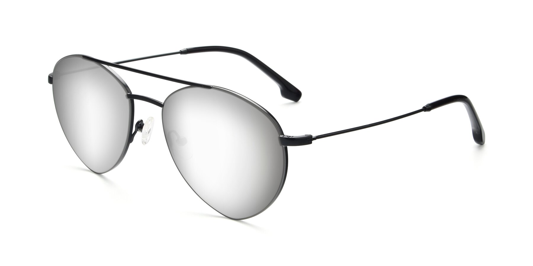 Angle of 9459 in Matte Black-Grey with Silver Mirrored Lenses