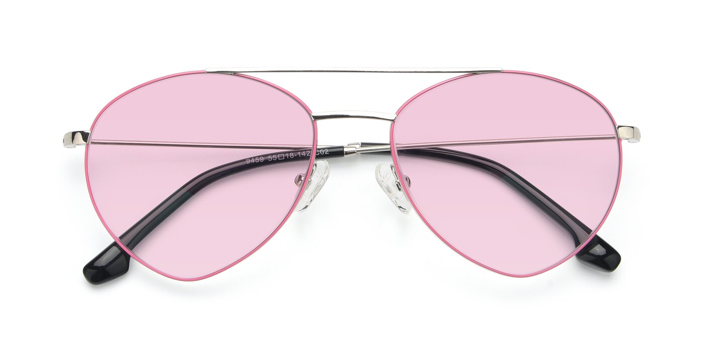 9459 - Silver / Pink Tinted Sunglasses