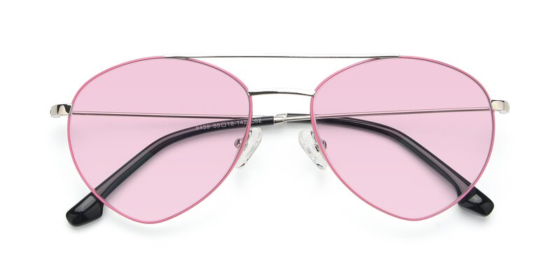 9459 - Silver / Pink Tinted Sunglasses