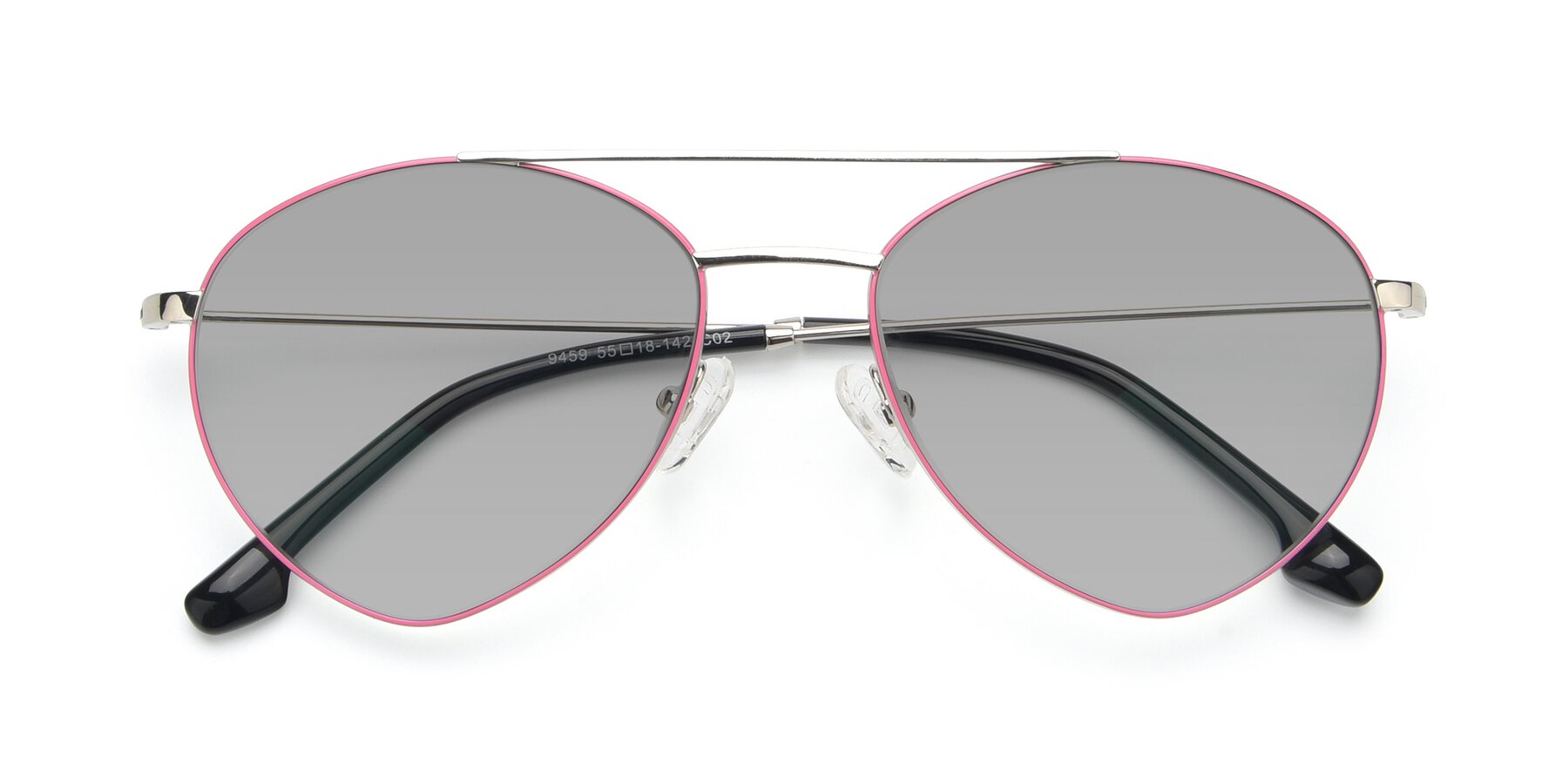 Folded Front of 9459 in Silver-Pink with Light Gray Tinted Lenses
