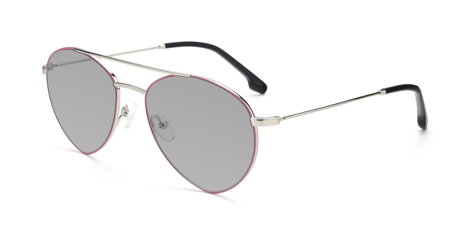 Angle of 9459 in Silver-Pink with Light Gray Tinted Lenses