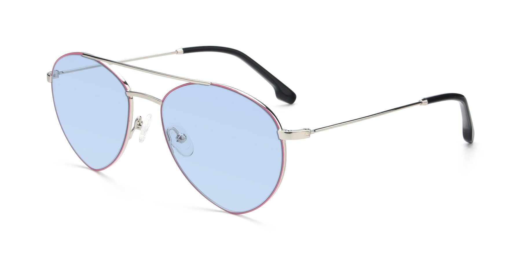 Angle of 9459 in Silver-Pink with Light Blue Tinted Lenses