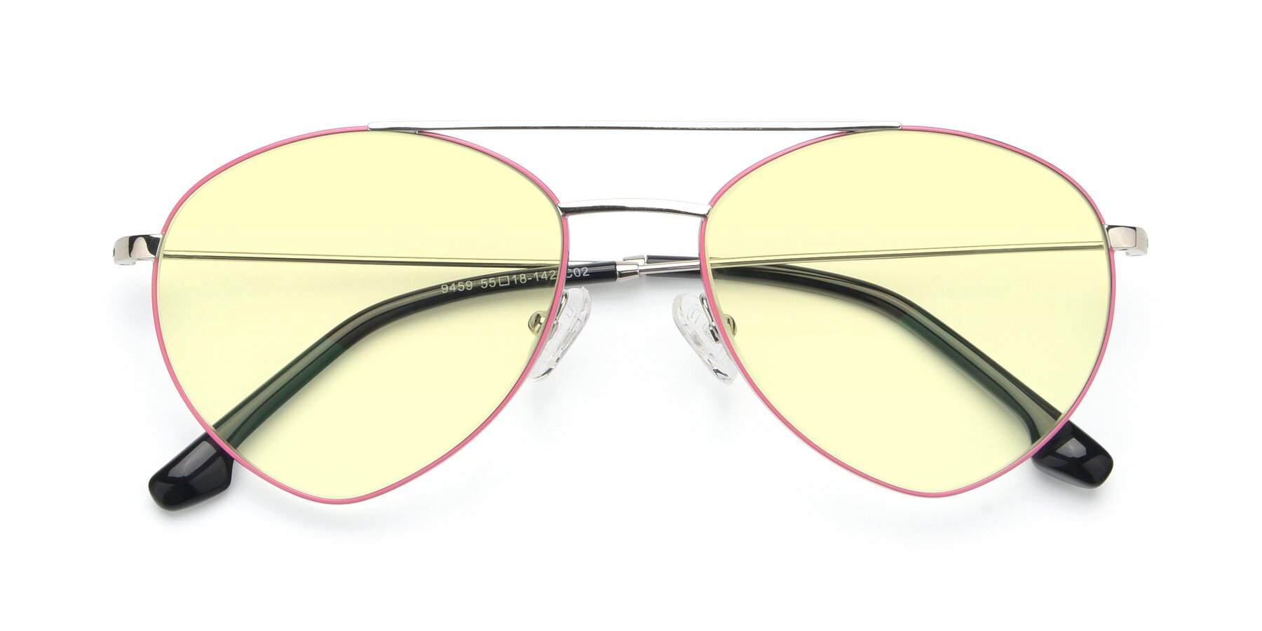 Folded Front of 9459 in Silver-Pink with Light Yellow Tinted Lenses