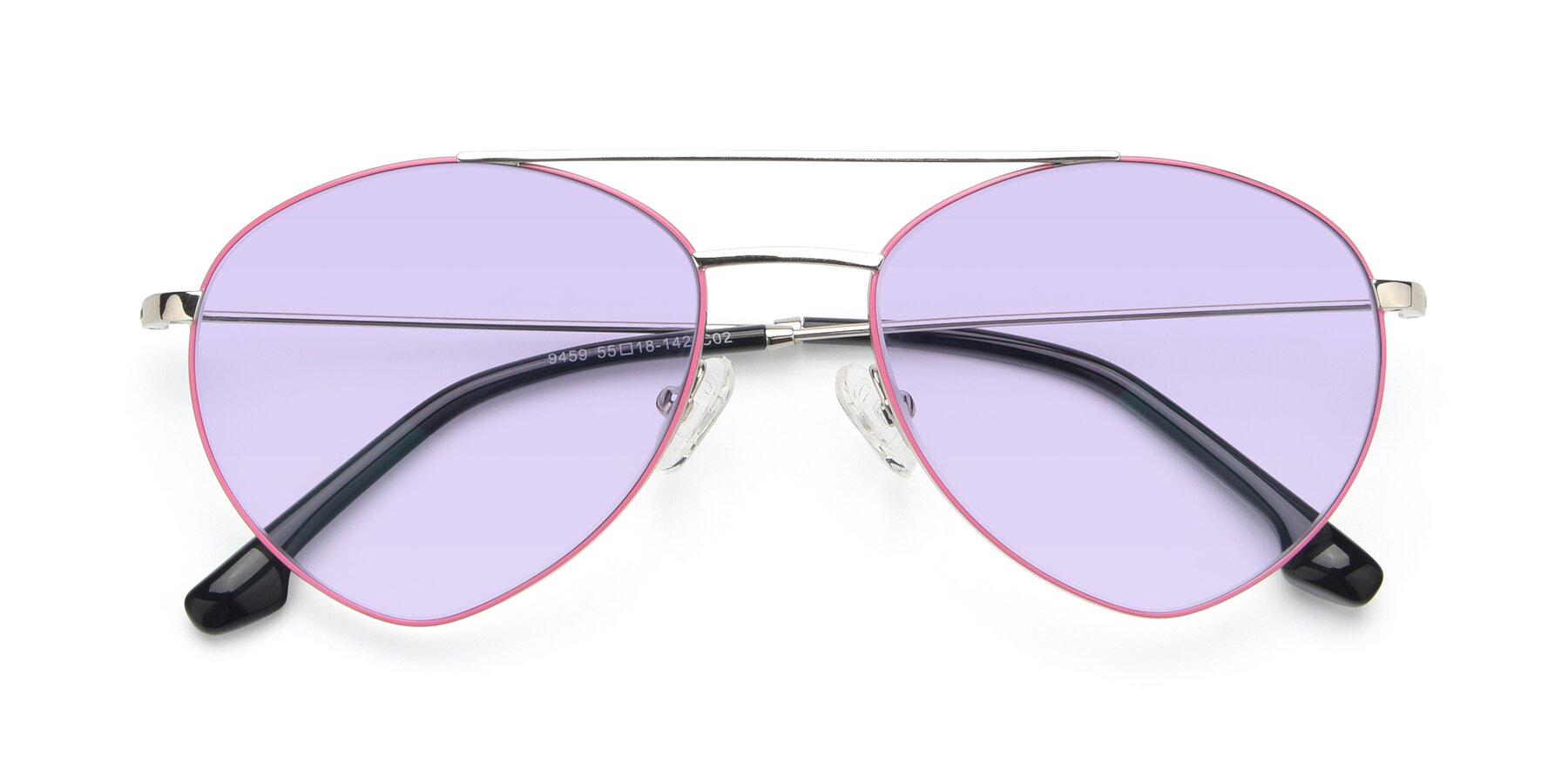 Folded Front of 9459 in Silver-Pink with Light Purple Tinted Lenses