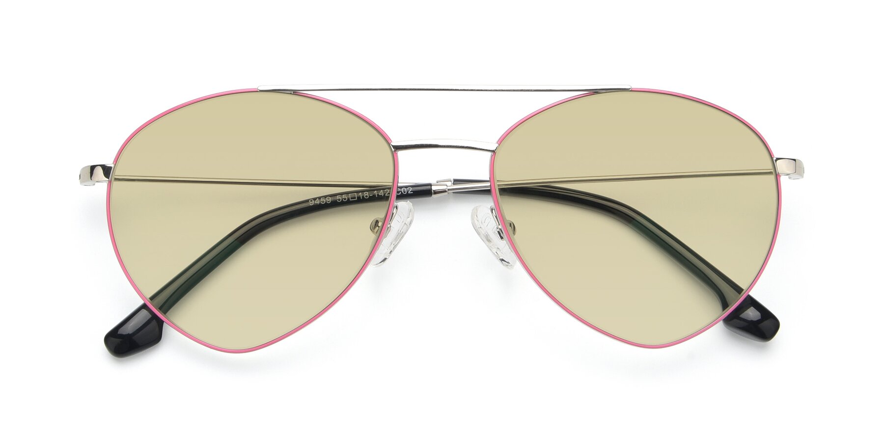 Folded Front of 9459 in Silver-Pink with Light Champagne Tinted Lenses