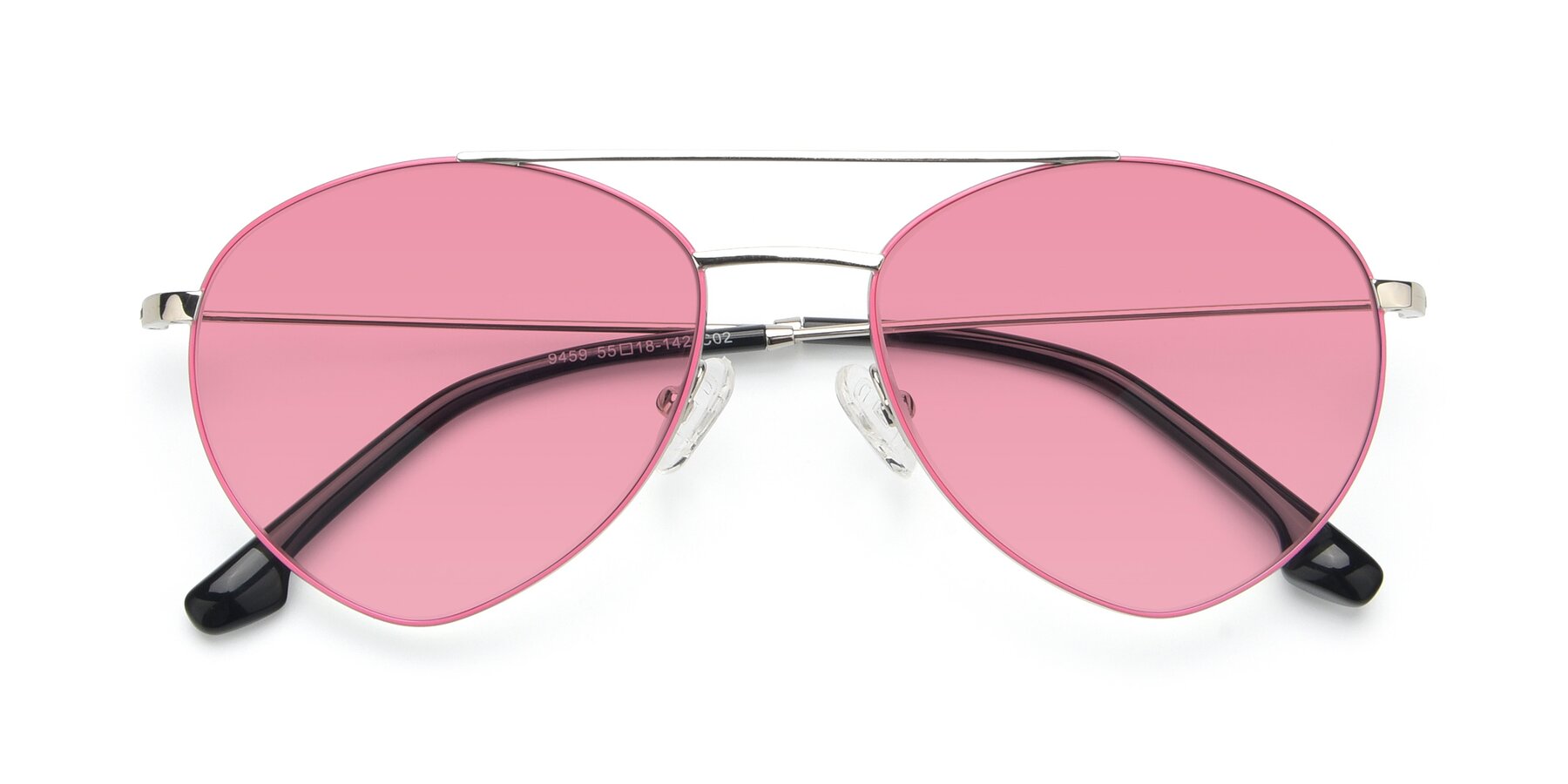 Folded Front of 9459 in Silver-Pink with Pink Tinted Lenses