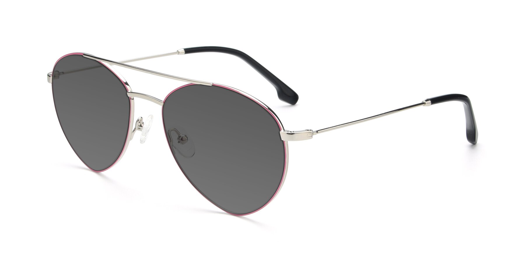 Angle of 9459 in Silver-Pink with Medium Gray Tinted Lenses