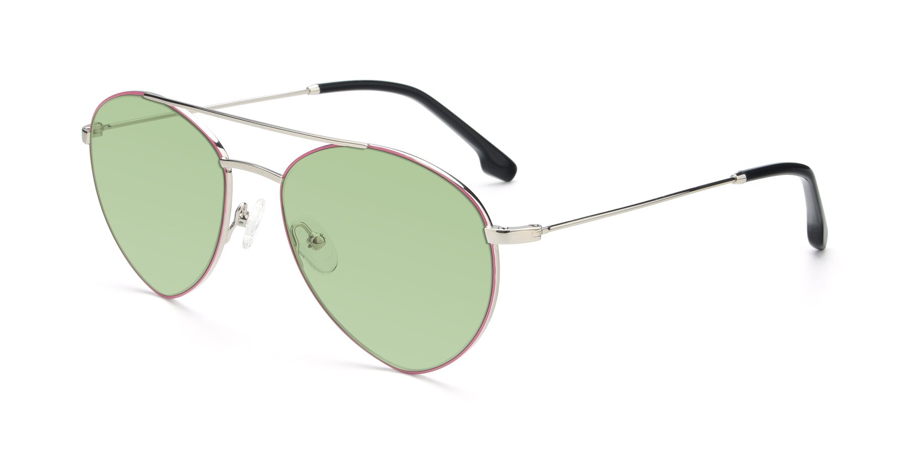 Angle of 9459 in Silver-Pink with Medium Green Tinted Lenses