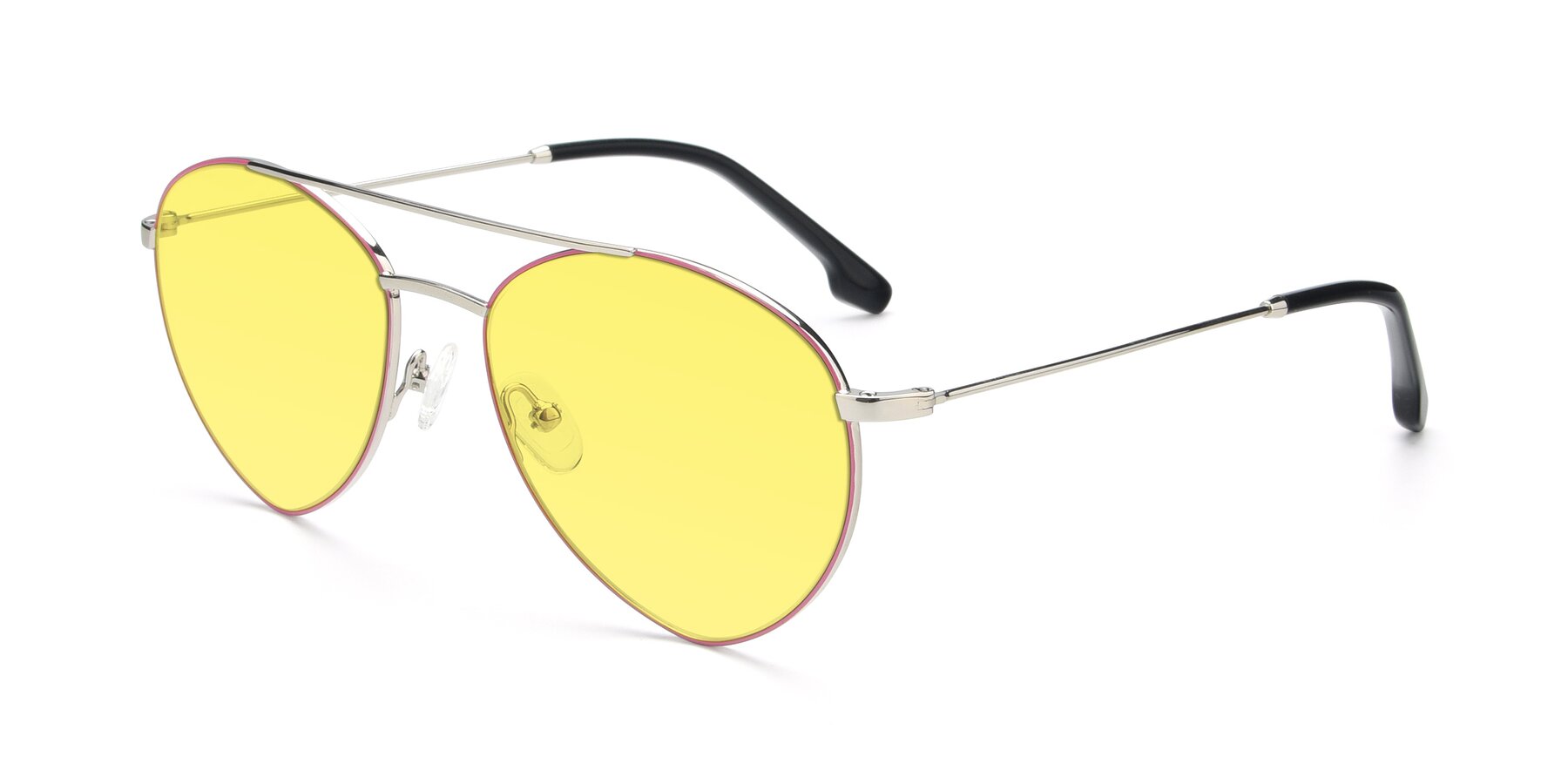 Angle of 9459 in Silver-Pink with Medium Yellow Tinted Lenses