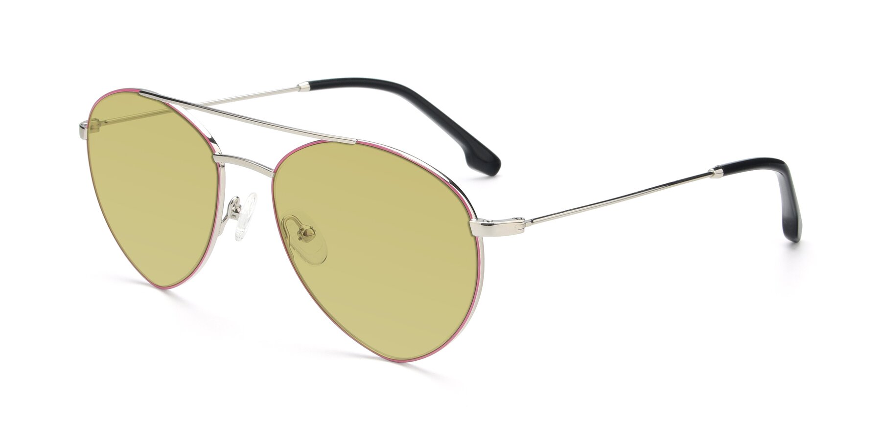 Angle of 9459 in Silver-Pink with Medium Champagne Tinted Lenses
