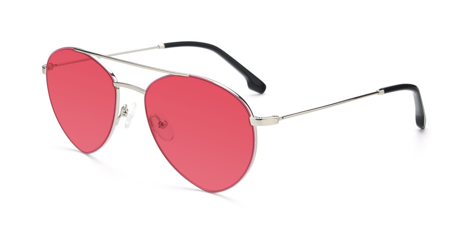 Angle of 9459 in Silver-Pink with Red Tinted Lenses