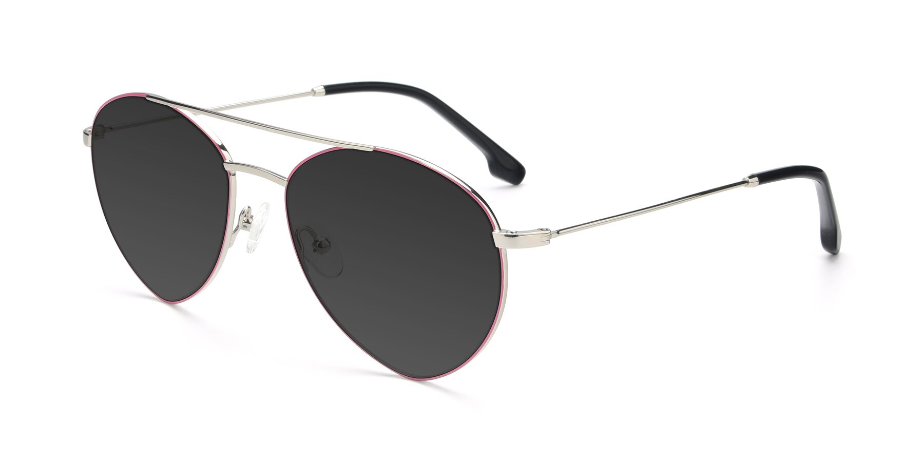 Angle of 9459 in Silver-Pink with Gray Tinted Lenses