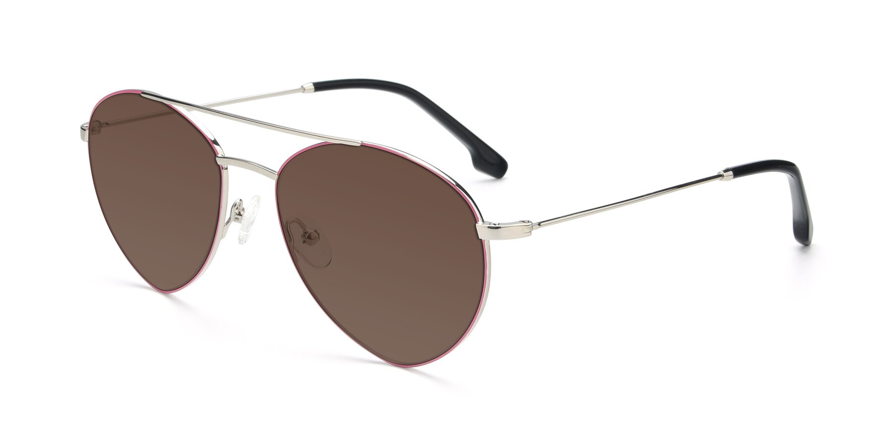 Angle of 9459 in Silver-Pink with Brown Tinted Lenses