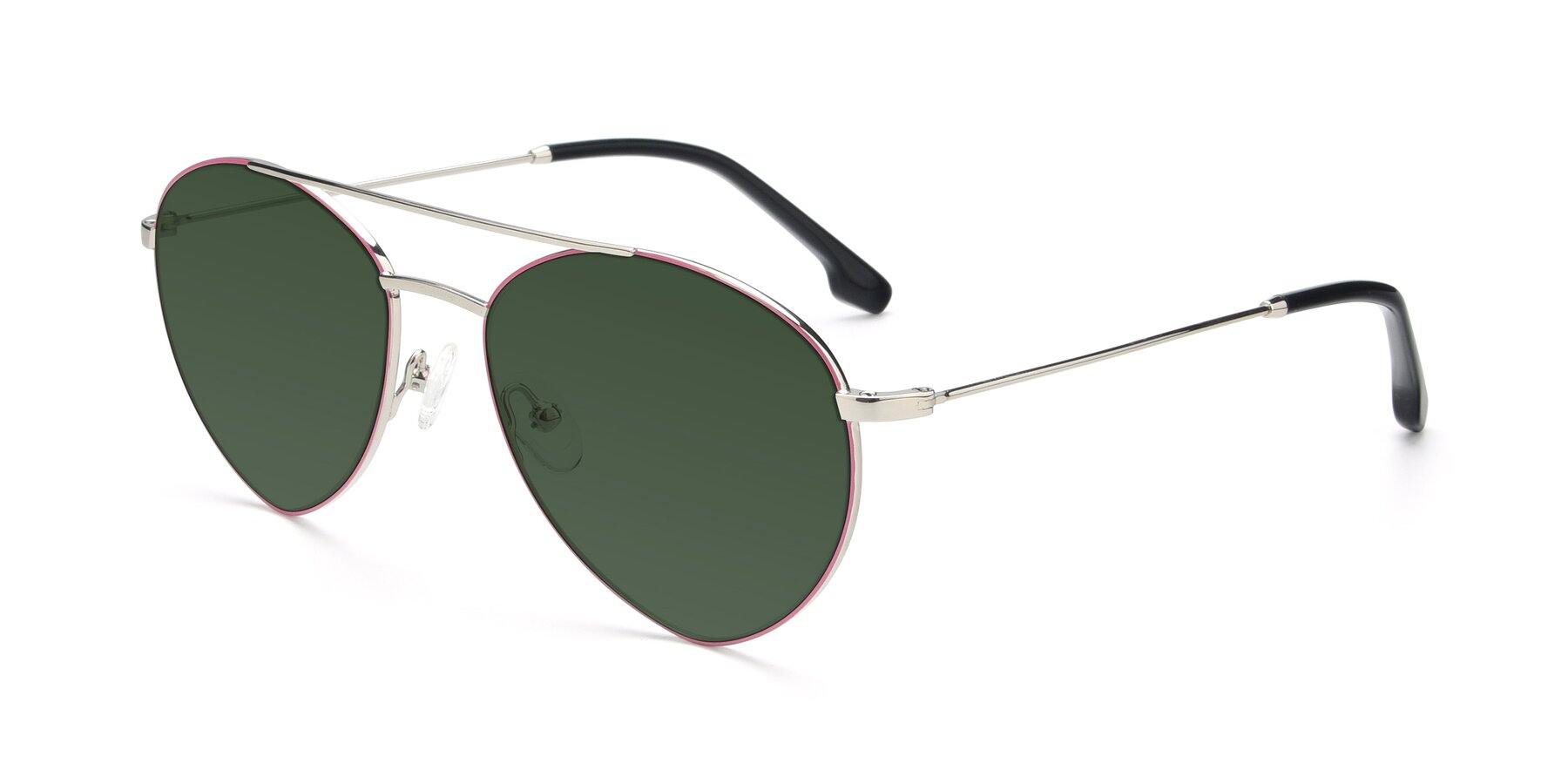 Angle of 9459 in Silver-Pink with Green Tinted Lenses