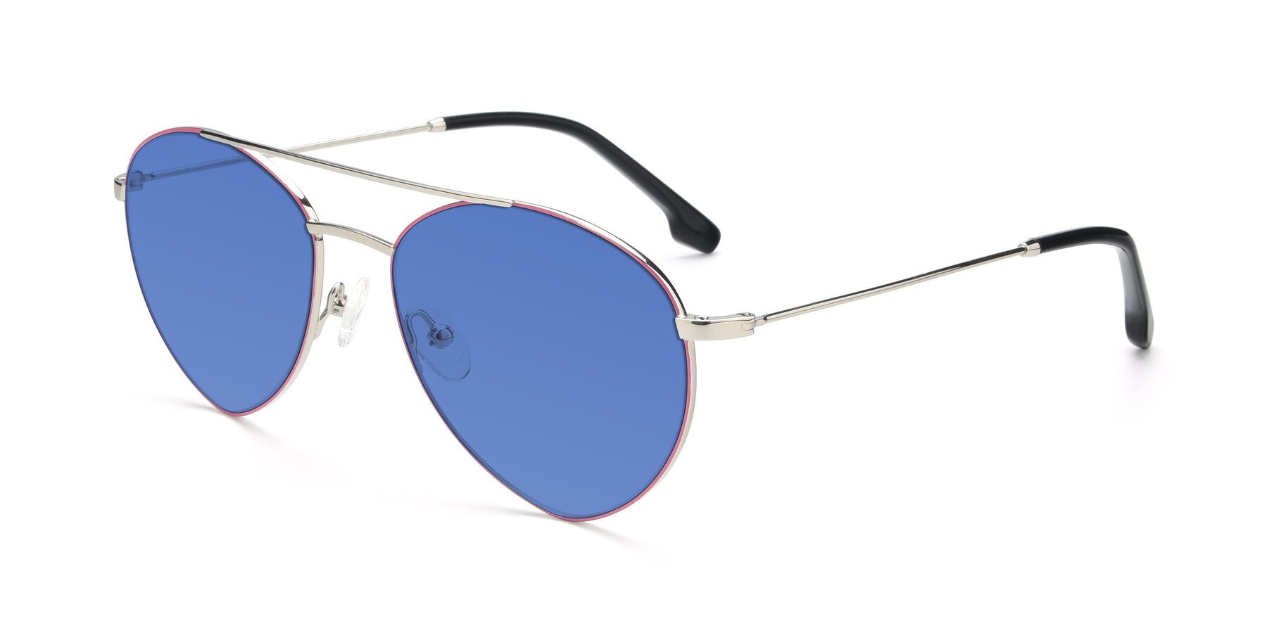 Angle of 9459 in Silver-Pink with Blue Tinted Lenses