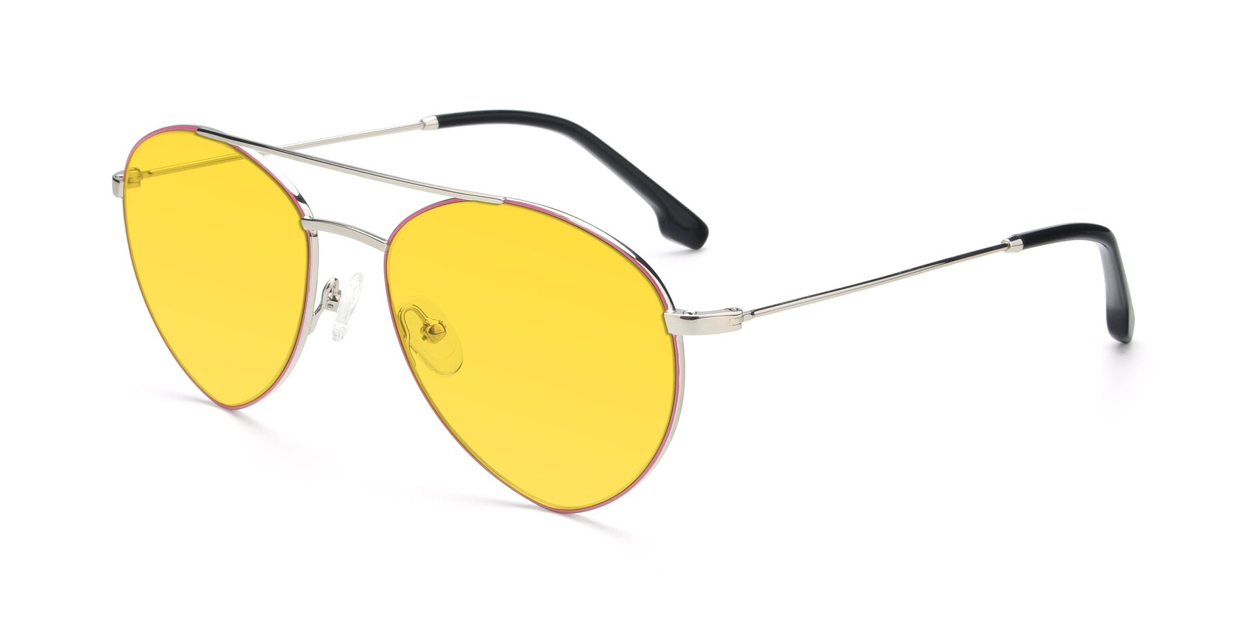 Angle of 9459 in Silver-Pink with Yellow Tinted Lenses