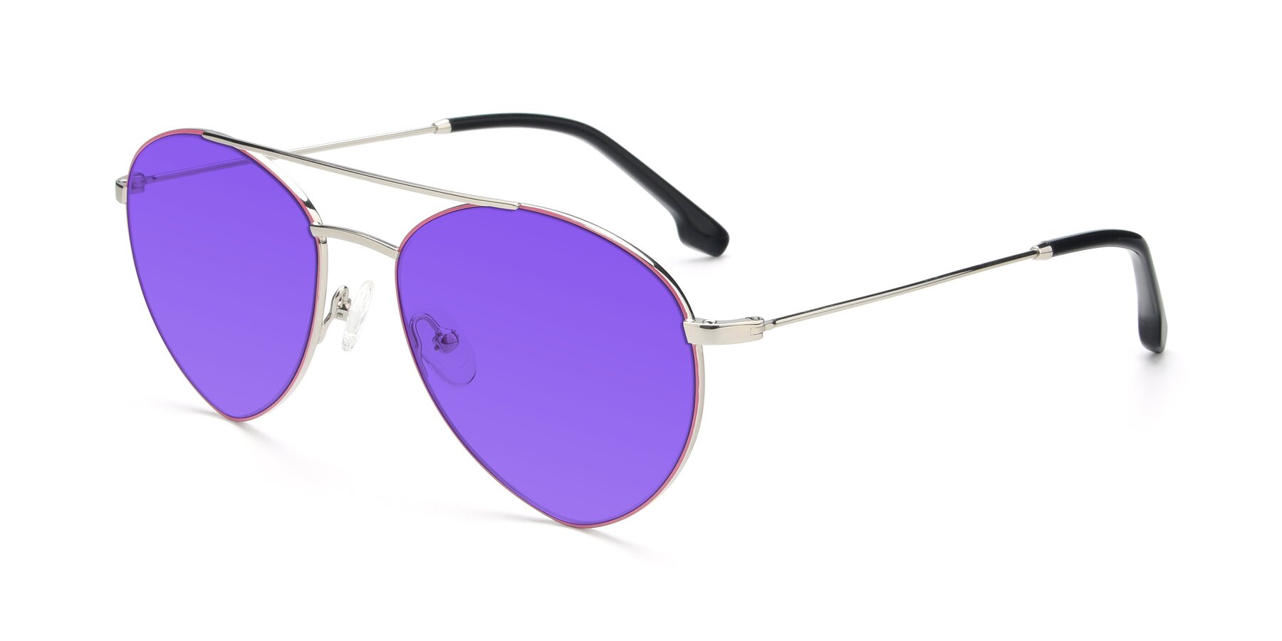 Angle of 9459 in Silver-Pink with Purple Tinted Lenses