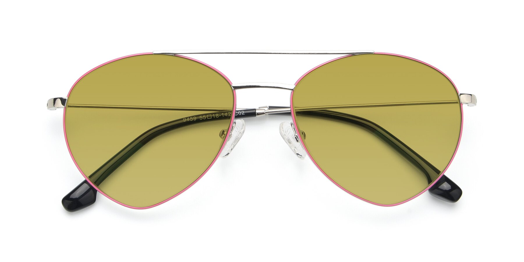 Folded Front of 9459 in Silver-Pink with Champagne Tinted Lenses