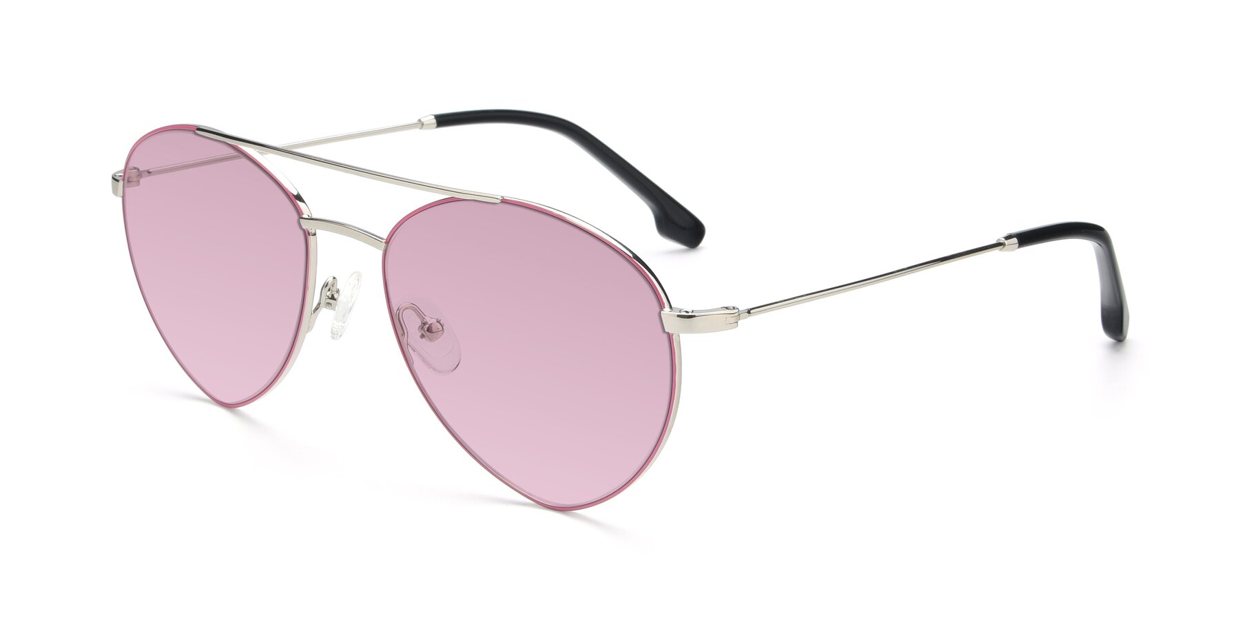 Angle of 9459 in Silver-Pink with Light Wine Tinted Lenses