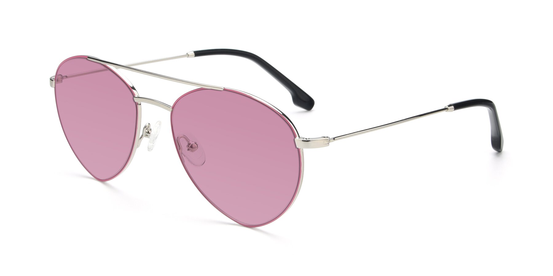 Angle of 9459 in Silver-Pink with Medium Wine Tinted Lenses