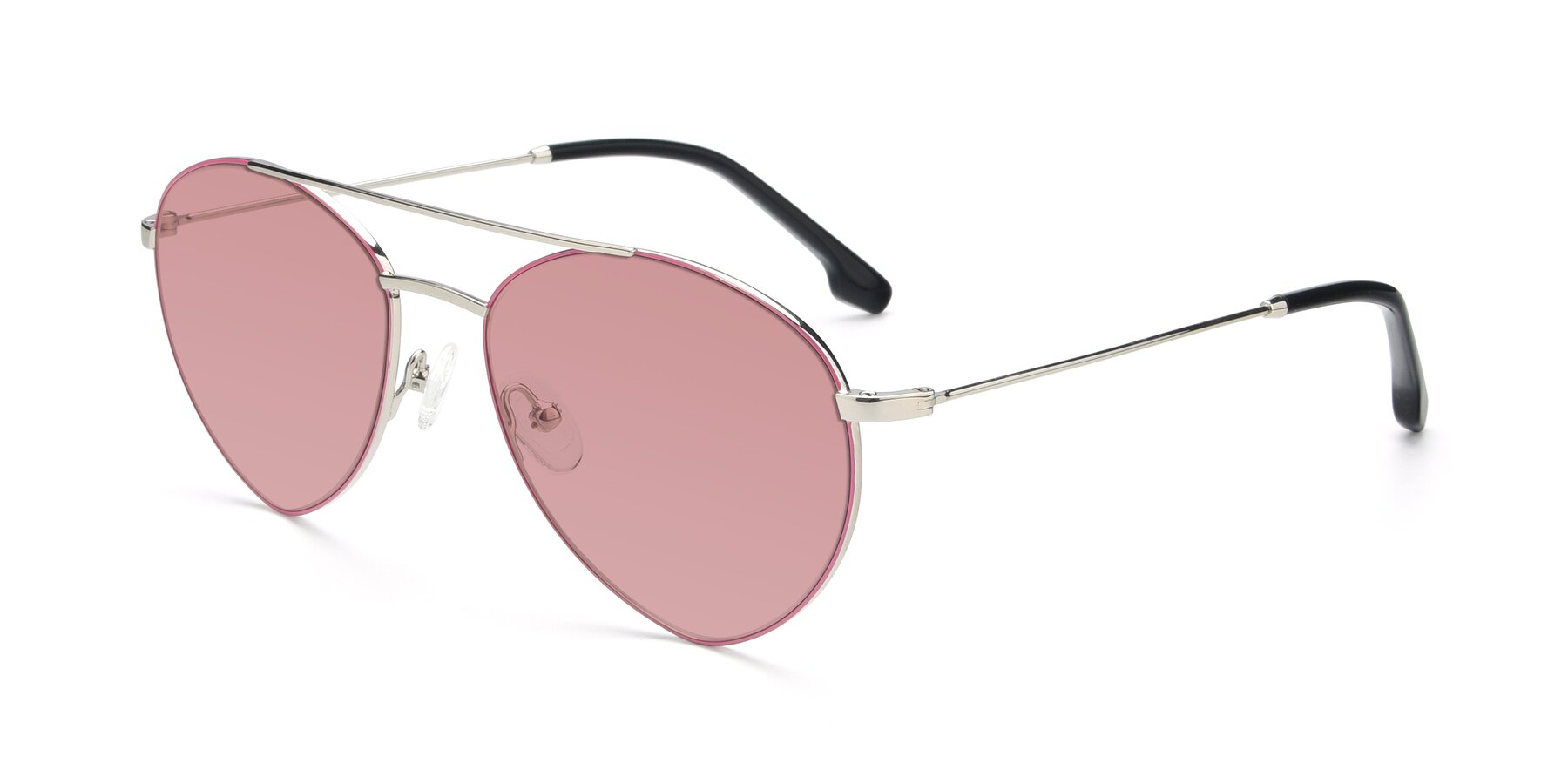 Angle of 9459 in Silver-Pink with Medium Garnet Tinted Lenses