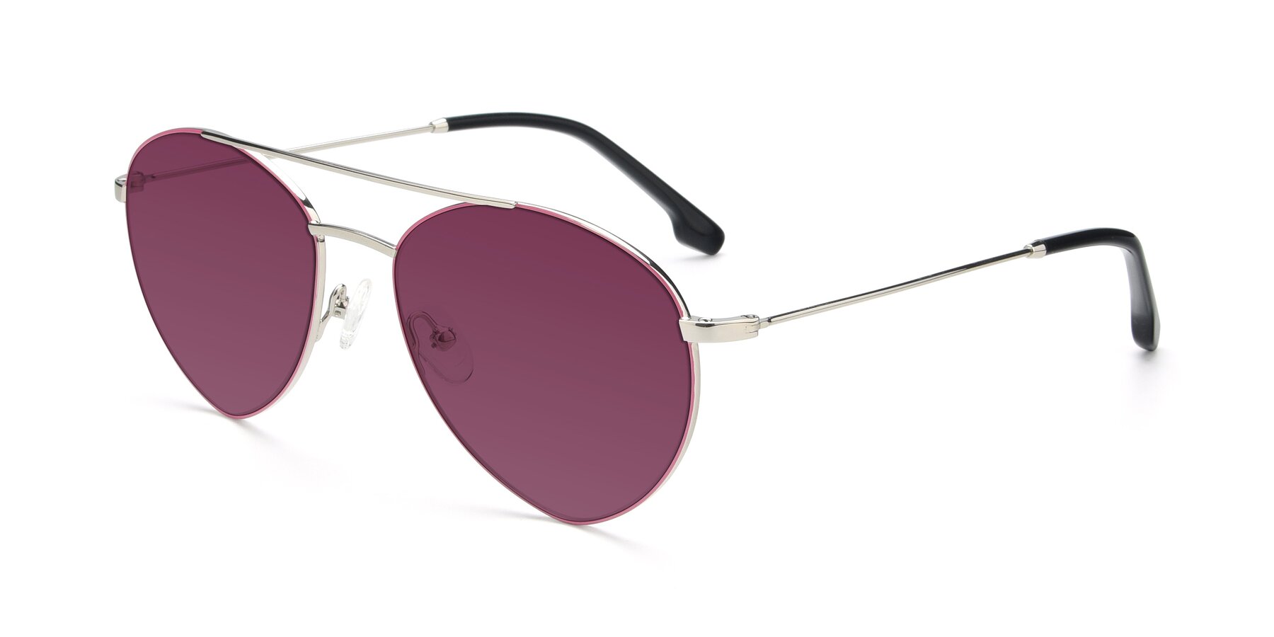 Angle of 9459 in Silver-Pink with Wine Tinted Lenses