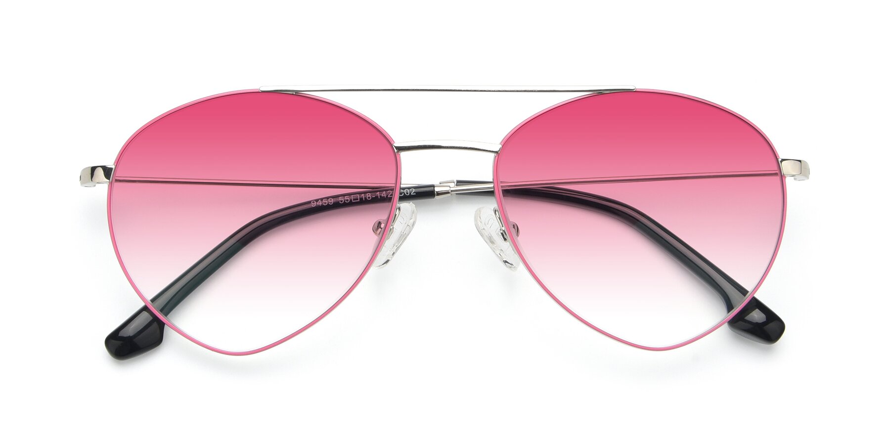 Folded Front of 9459 in Silver-Pink with Pink Gradient Lenses