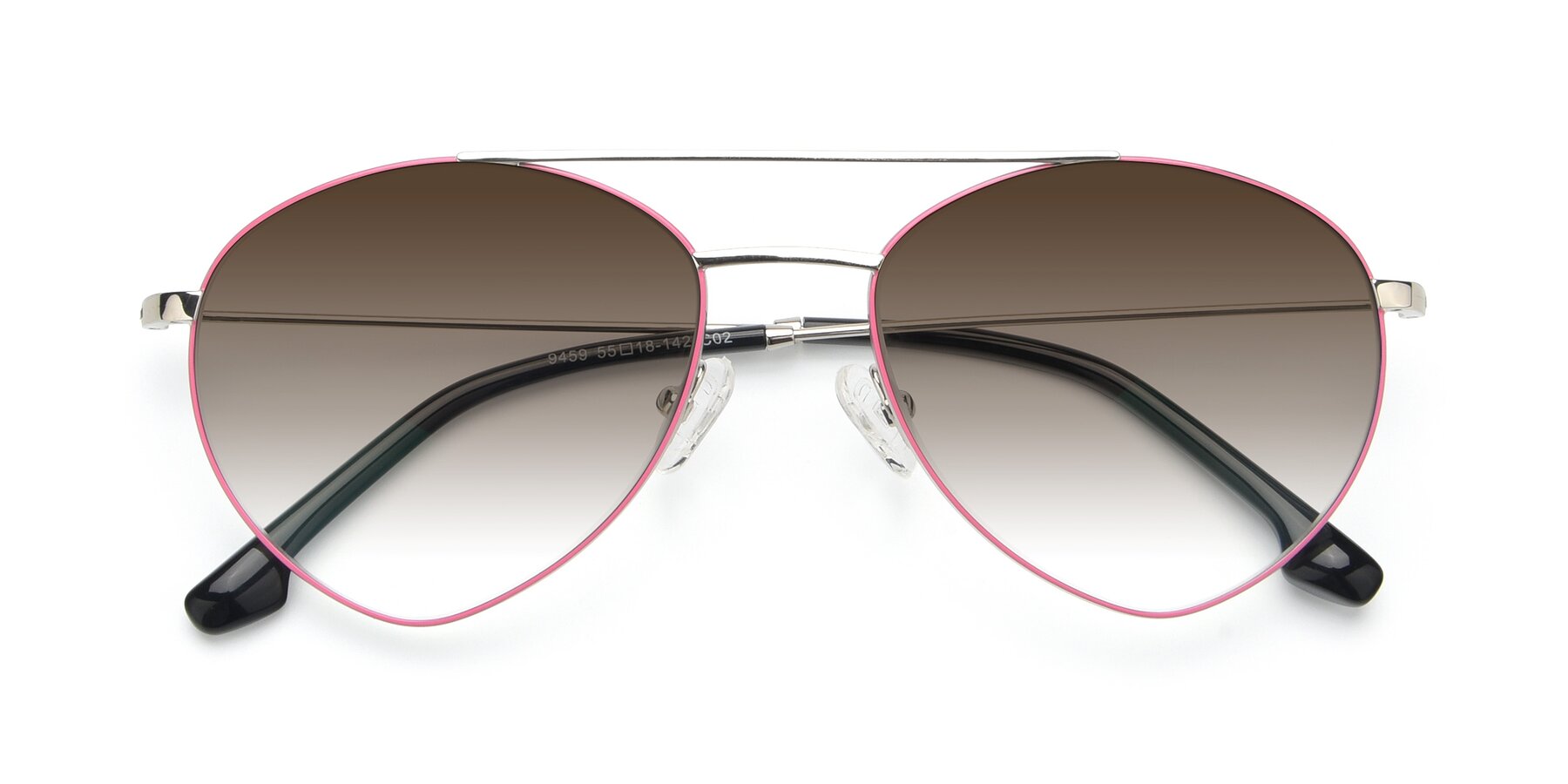 Folded Front of 9459 in Silver-Pink with Brown Gradient Lenses