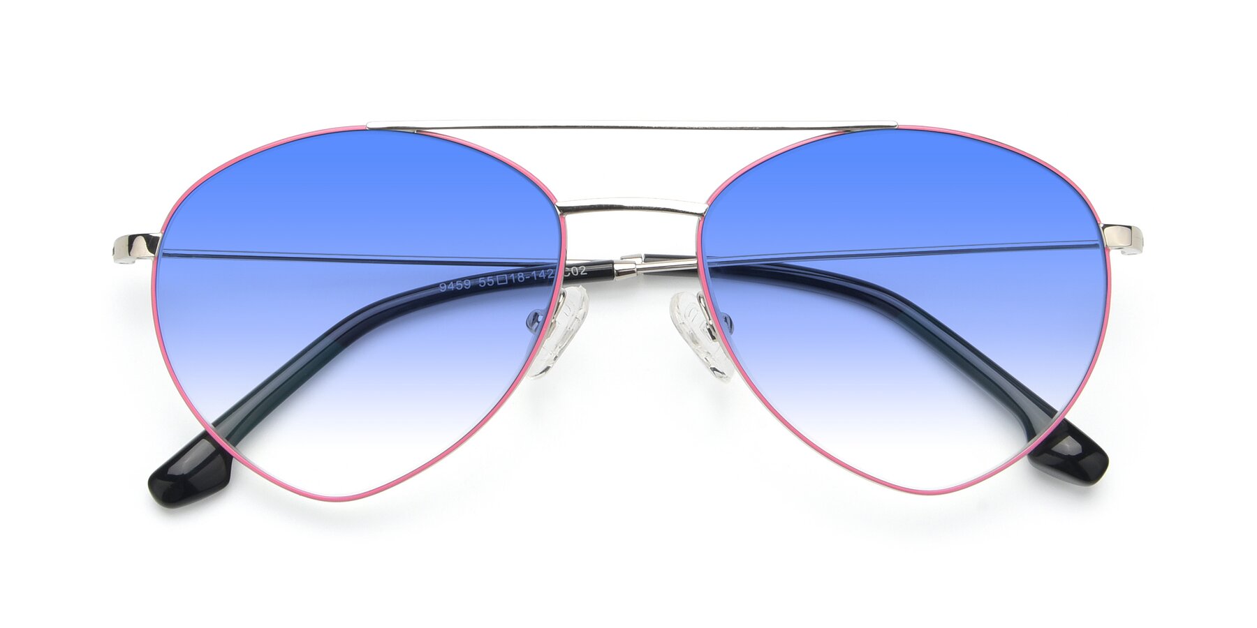 Folded Front of 9459 in Silver-Pink with Blue Gradient Lenses