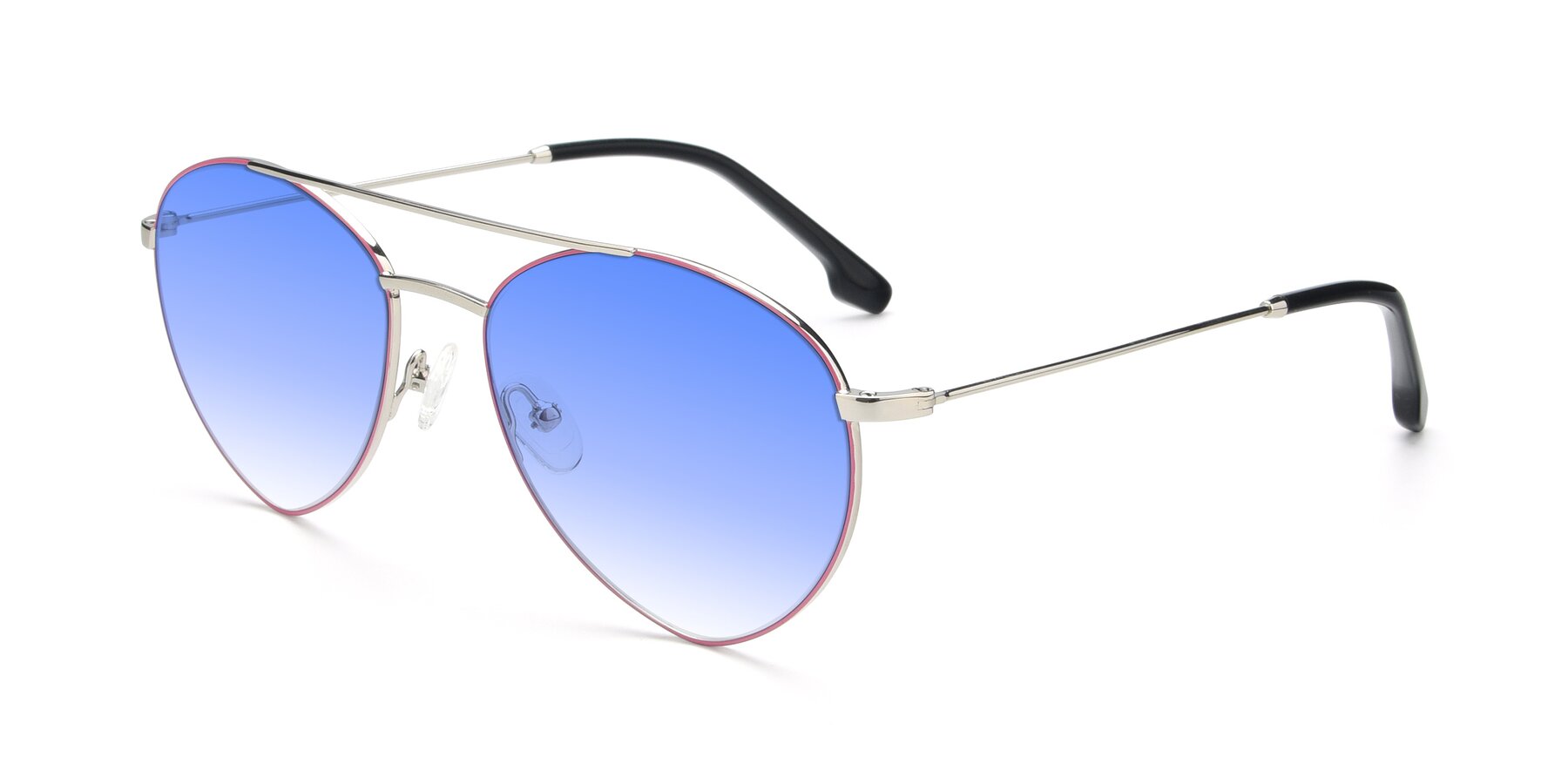 Angle of 9459 in Silver-Pink with Blue Gradient Lenses