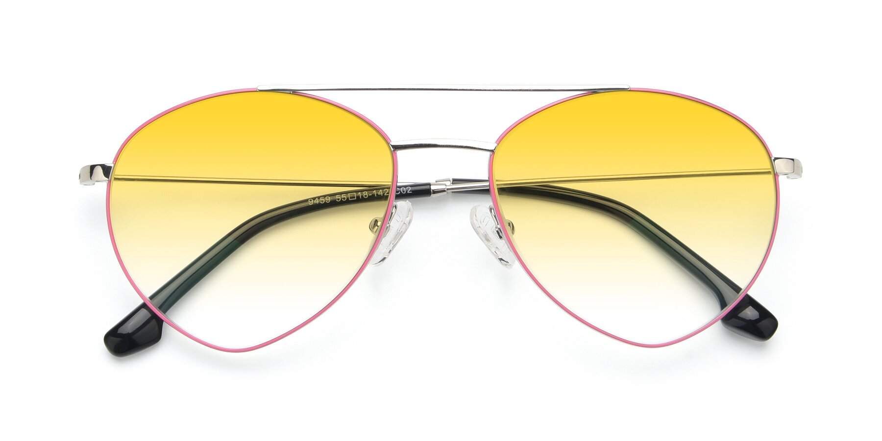 Folded Front of 9459 in Silver-Pink with Yellow Gradient Lenses