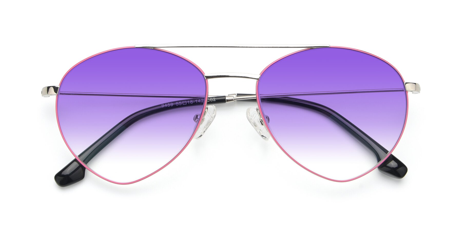 Folded Front of 9459 in Silver-Pink with Purple Gradient Lenses
