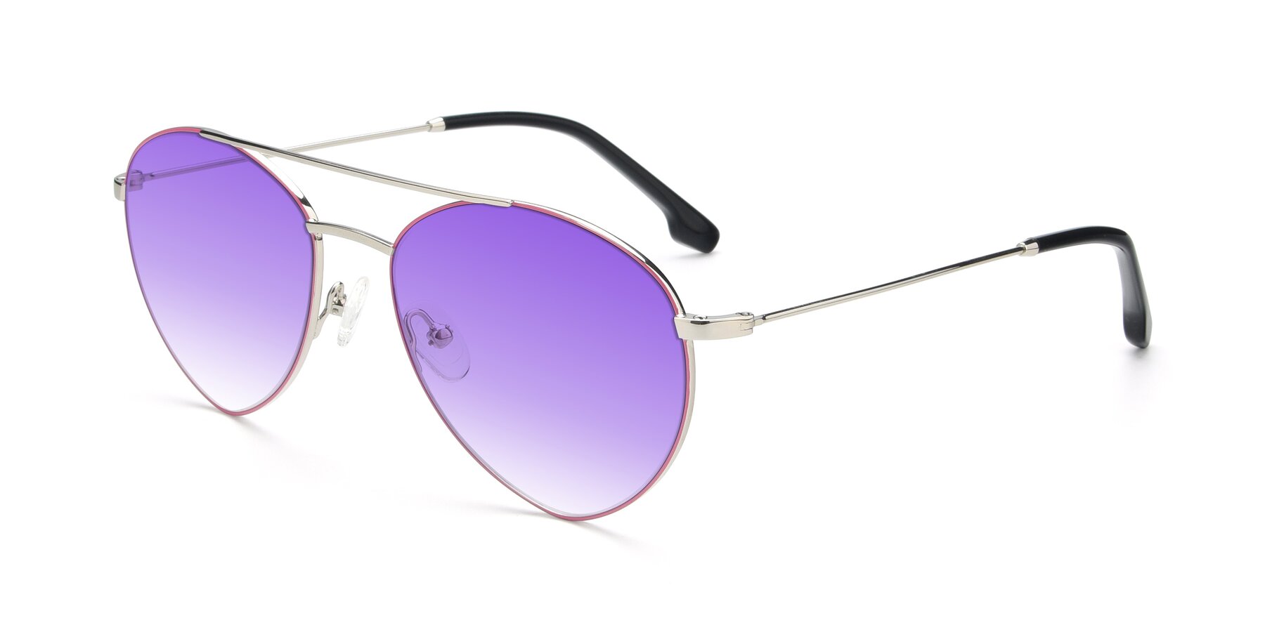 Angle of 9459 in Silver-Pink with Purple Gradient Lenses