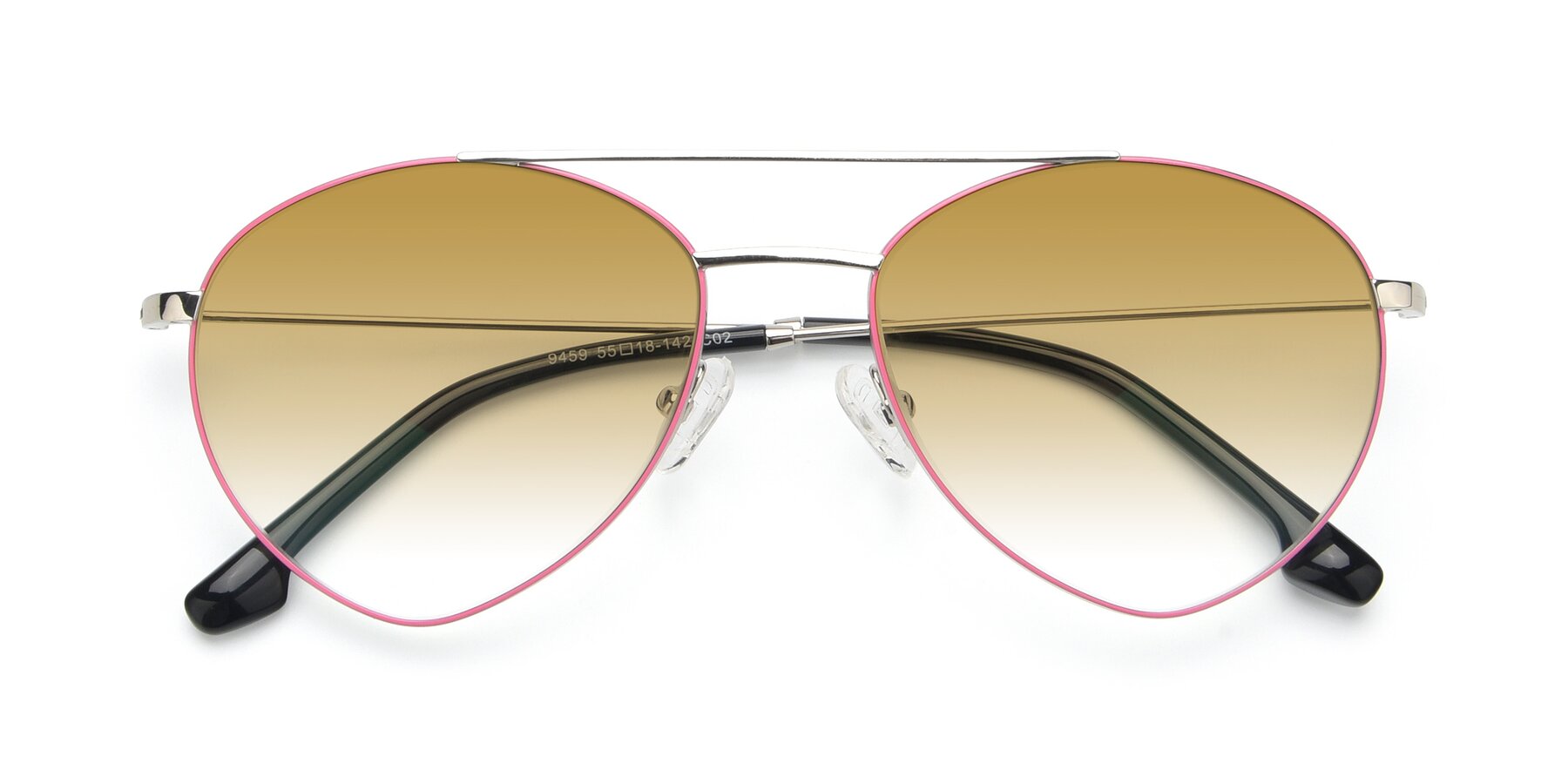 Folded Front of 9459 in Silver-Pink with Champagne Gradient Lenses
