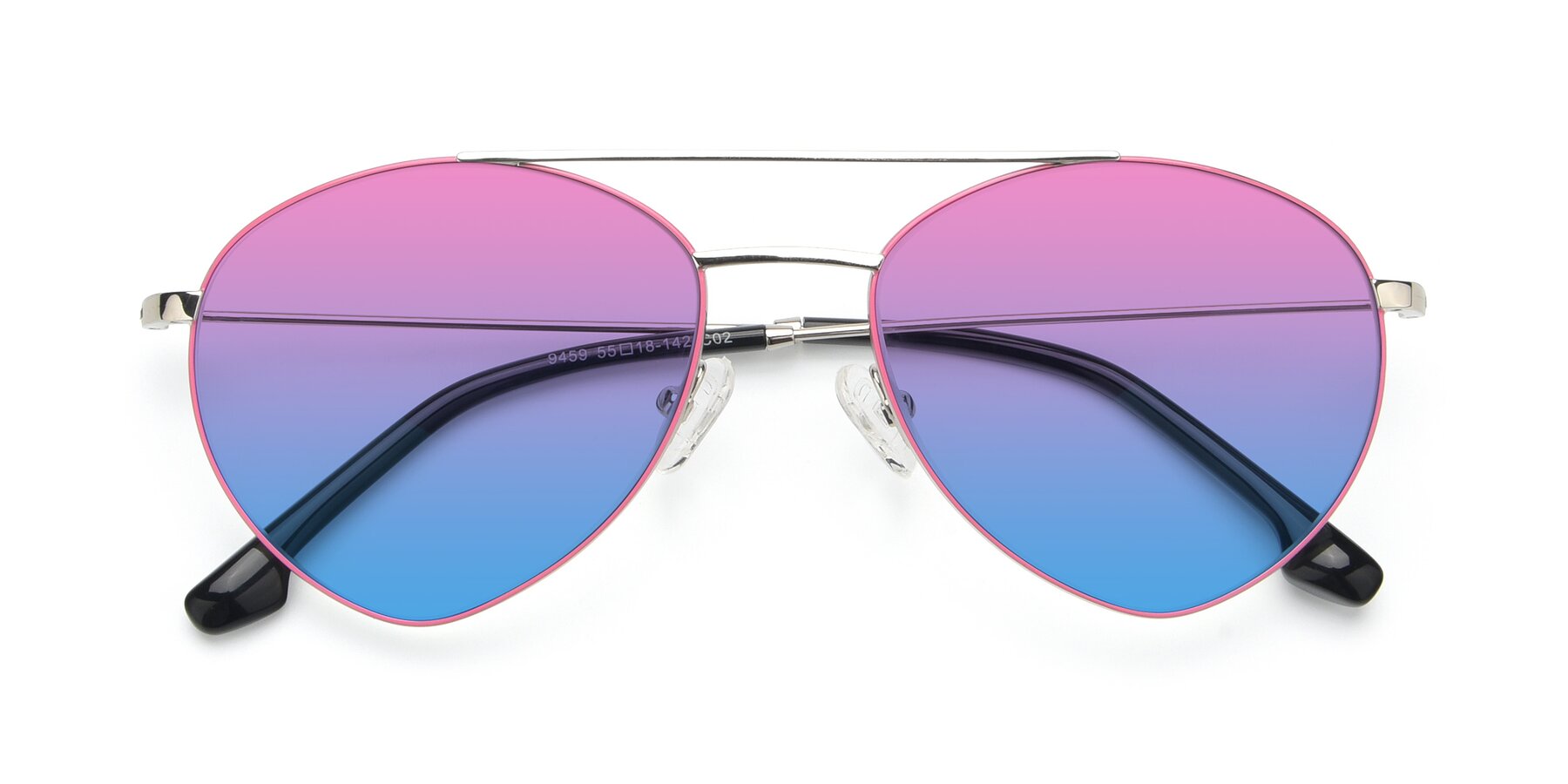 Folded Front of 9459 in Silver-Pink with Pink / Blue Gradient Lenses