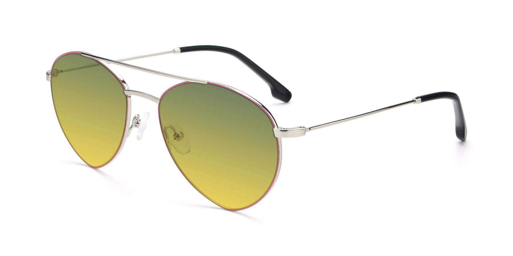 Angle of 9459 in Silver-Pink with Green / Yellow Gradient Lenses
