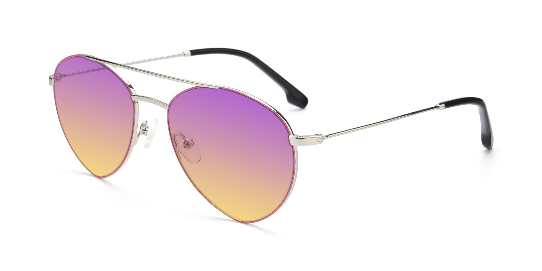 Angle of 9459 in Silver-Pink with Purple / Yellow Gradient Lenses