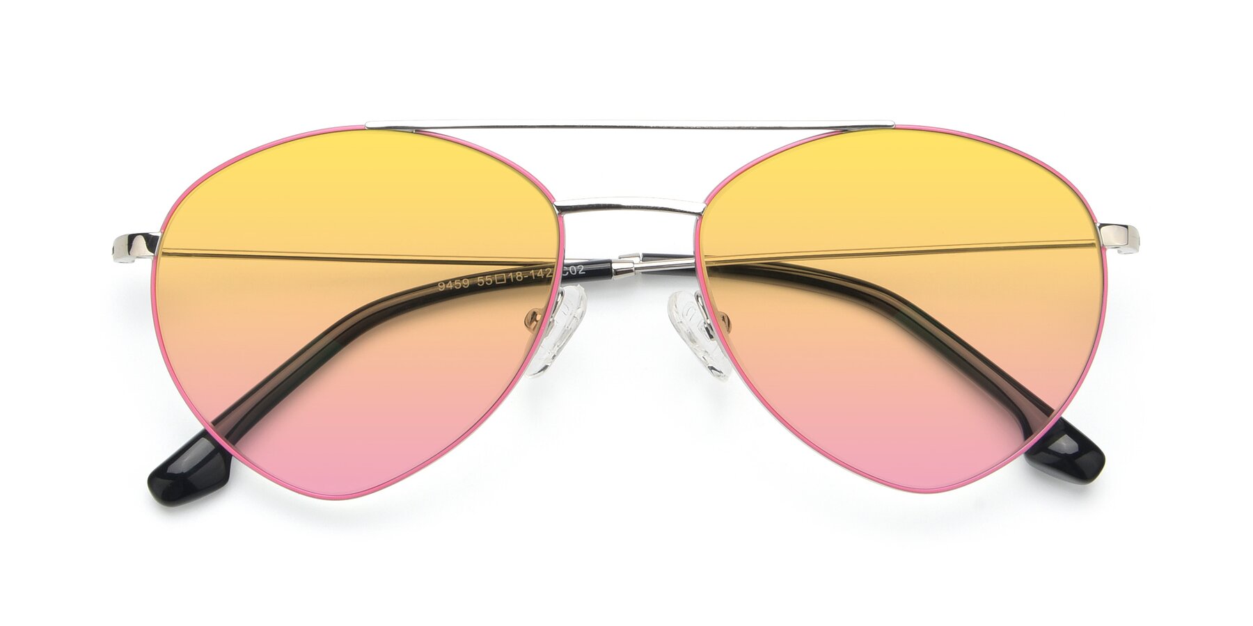 Folded Front of 9459 in Silver-Pink with Yellow / Pink Gradient Lenses