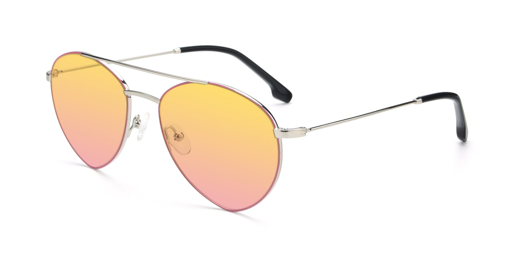 Angle of 9459 in Silver-Pink with Yellow / Pink Gradient Lenses