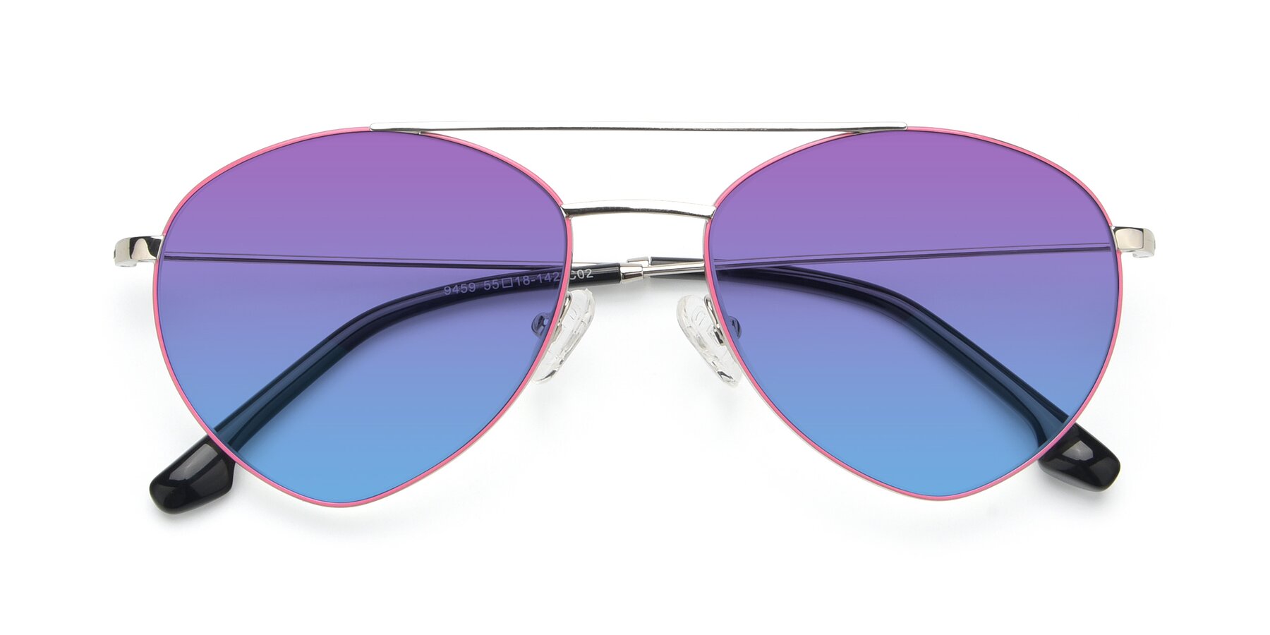 Folded Front of 9459 in Silver-Pink with Purple / Blue Gradient Lenses