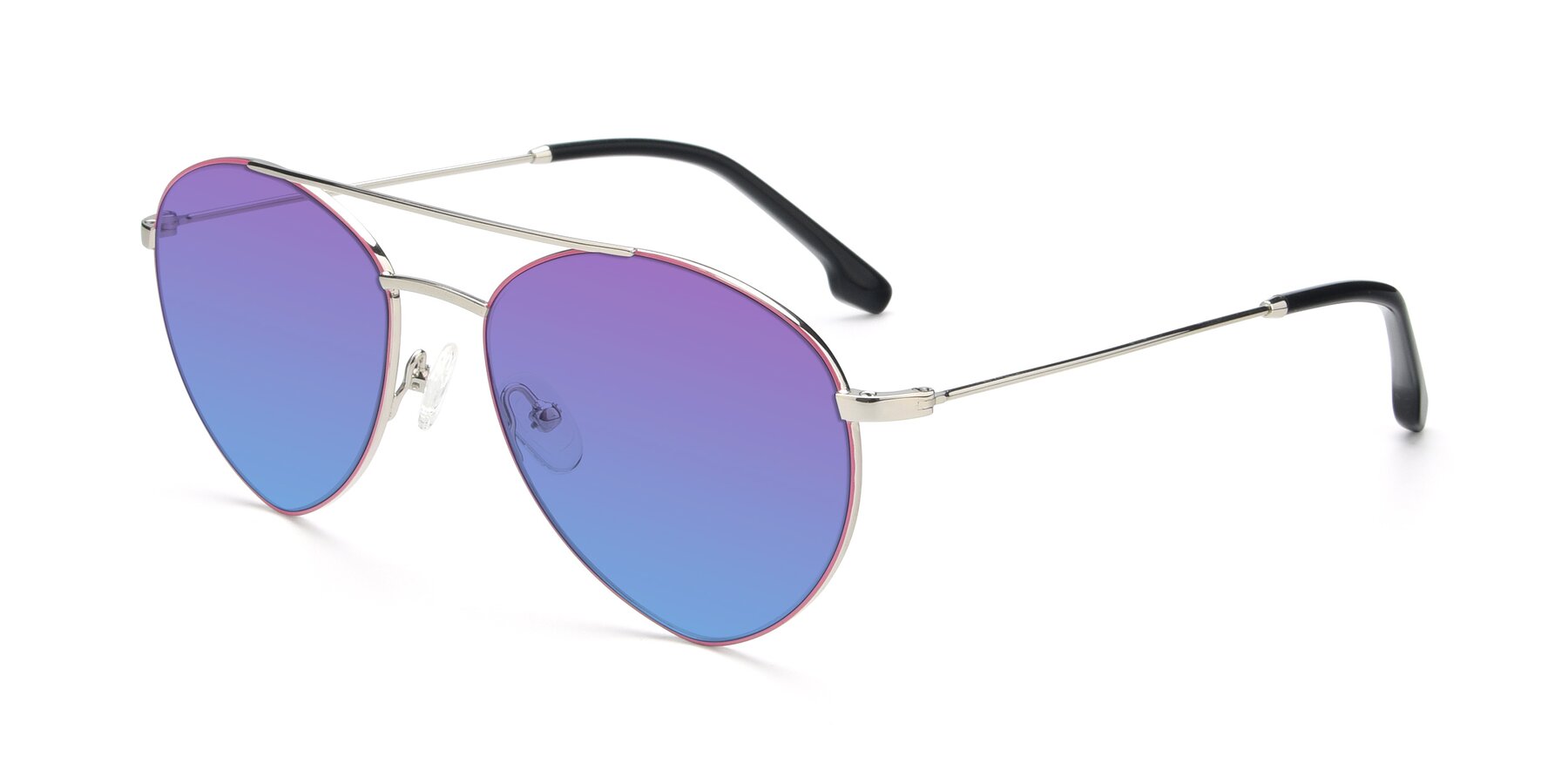 Angle of 9459 in Silver-Pink with Purple / Blue Gradient Lenses