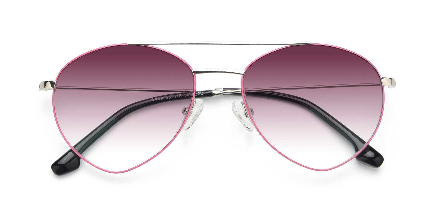 Folded Front of 9459 in Silver-Pink with Wine Gradient Lenses