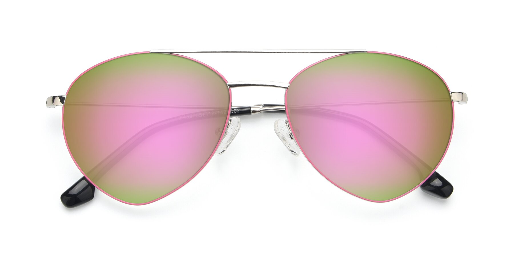 Folded Front of 9459 in Silver-Pink with Pink Mirrored Lenses