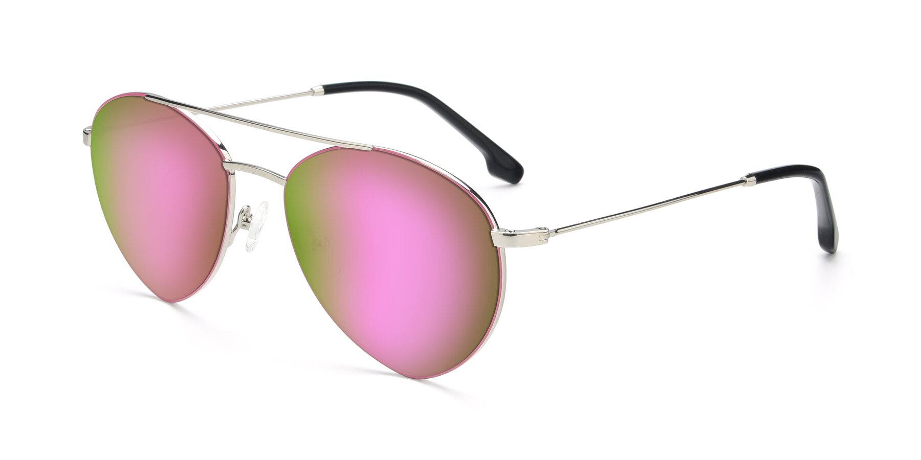 Angle of 9459 in Silver-Pink with Pink Mirrored Lenses