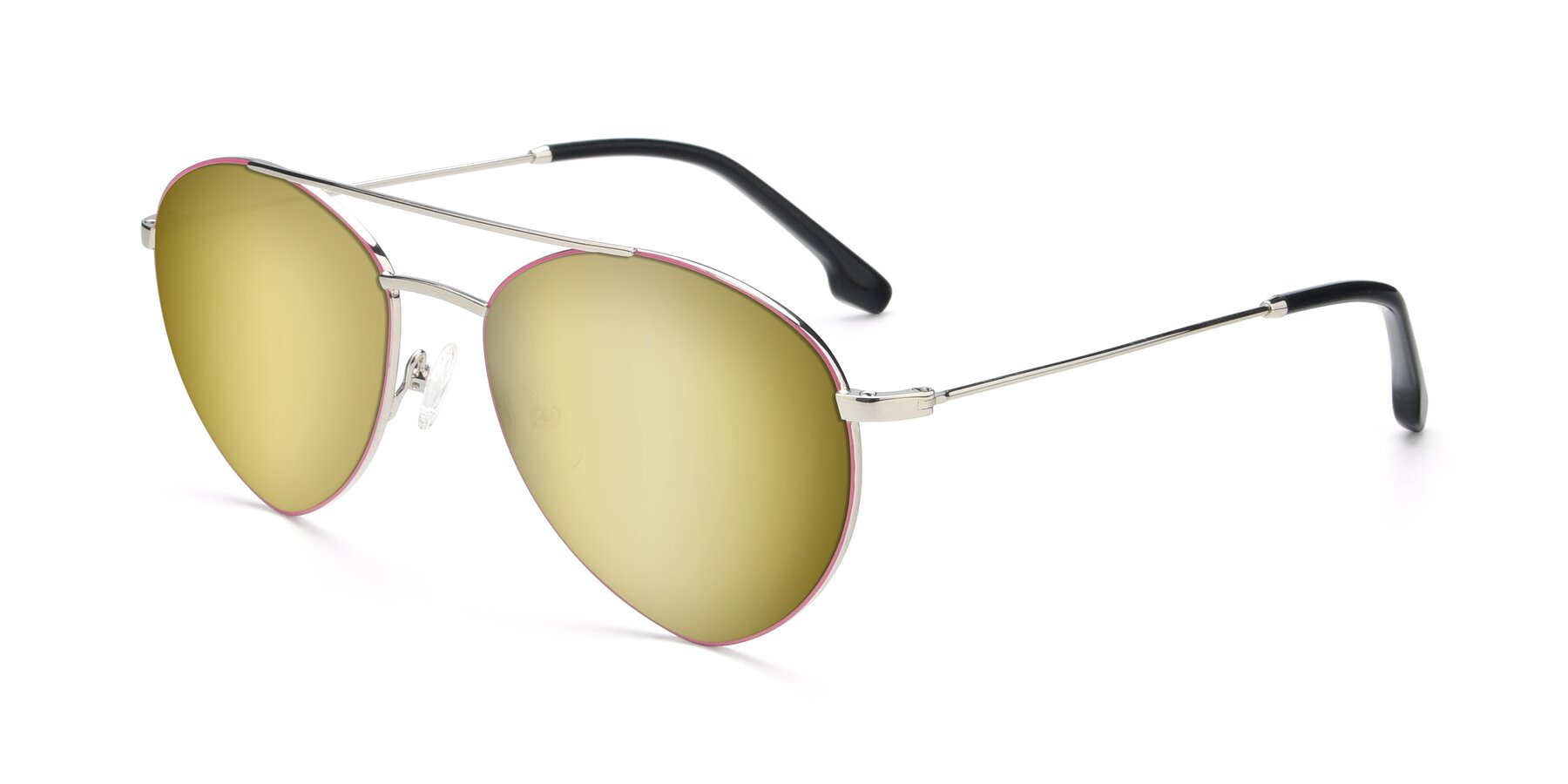Angle of 9459 in Silver-Pink with Gold Mirrored Lenses