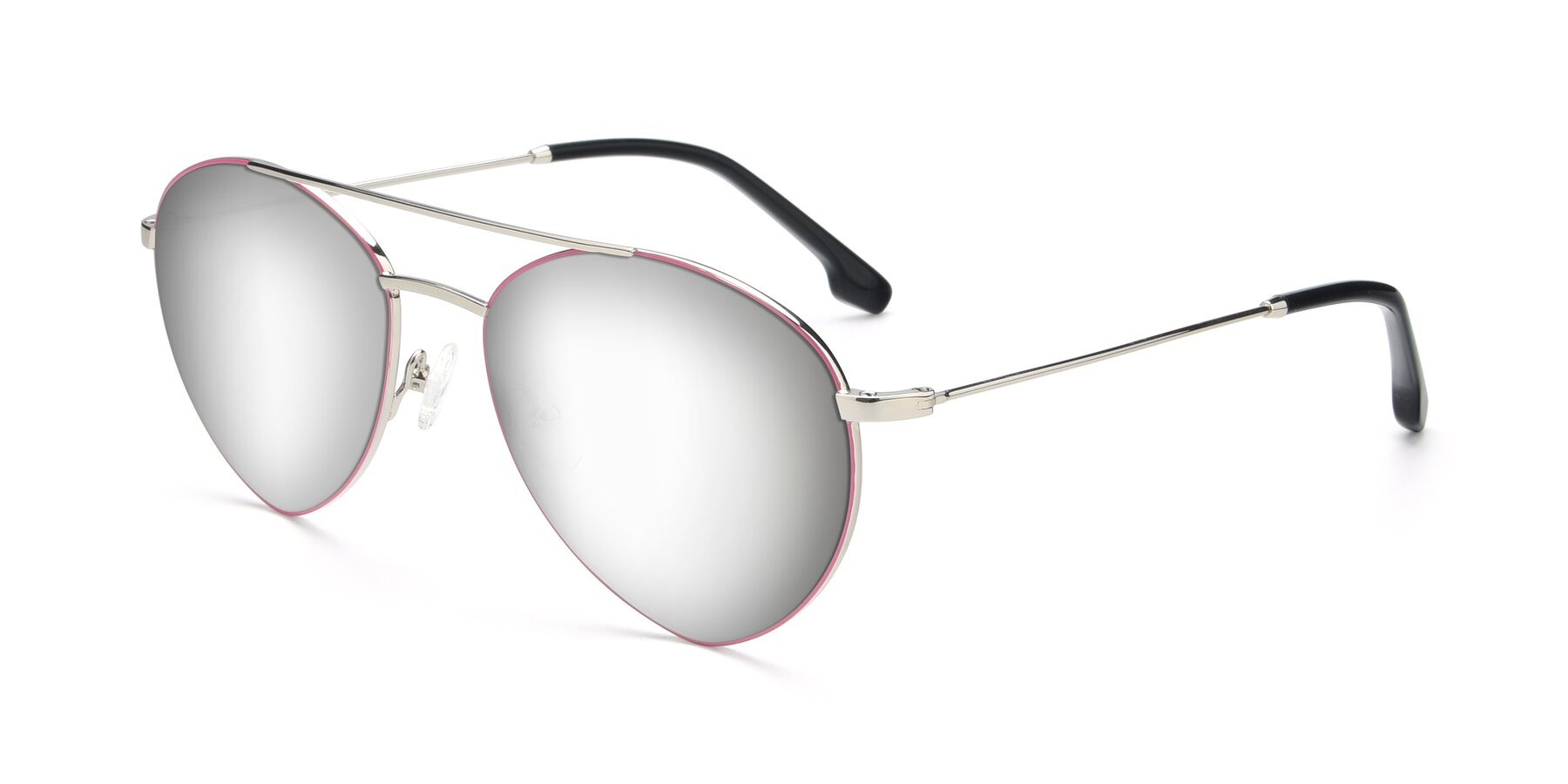 Angle of 9459 in Silver-Pink with Silver Mirrored Lenses