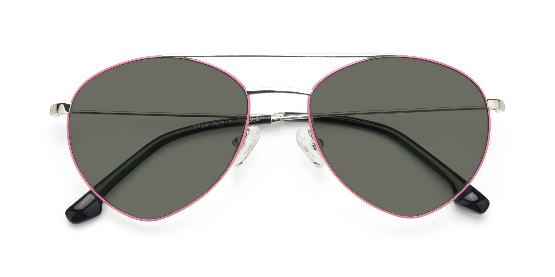 Folded Front of 9459 in Silver-Pink with Gray Polarized Lenses