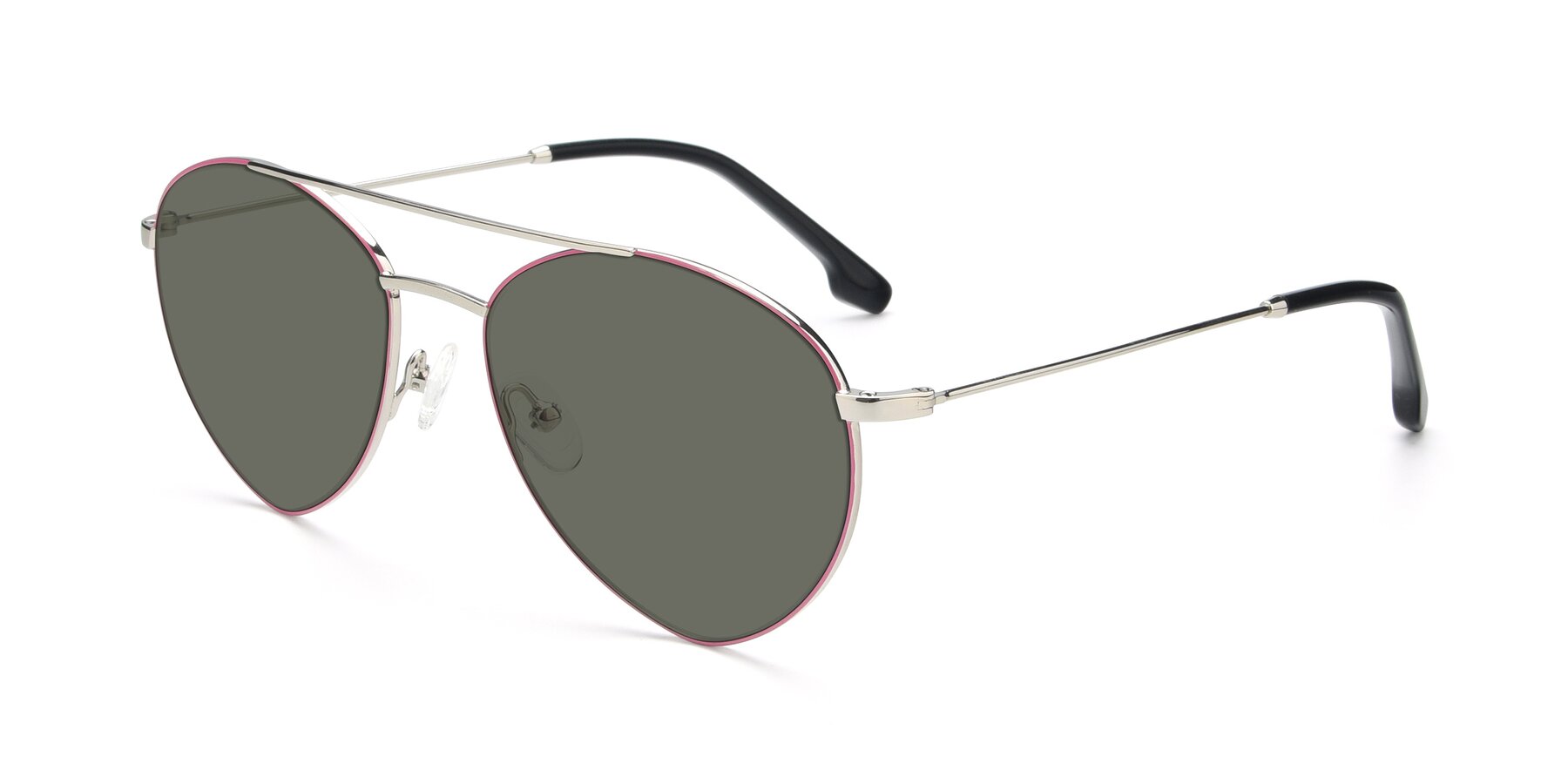 Angle of 9459 in Silver-Pink with Gray Polarized Lenses