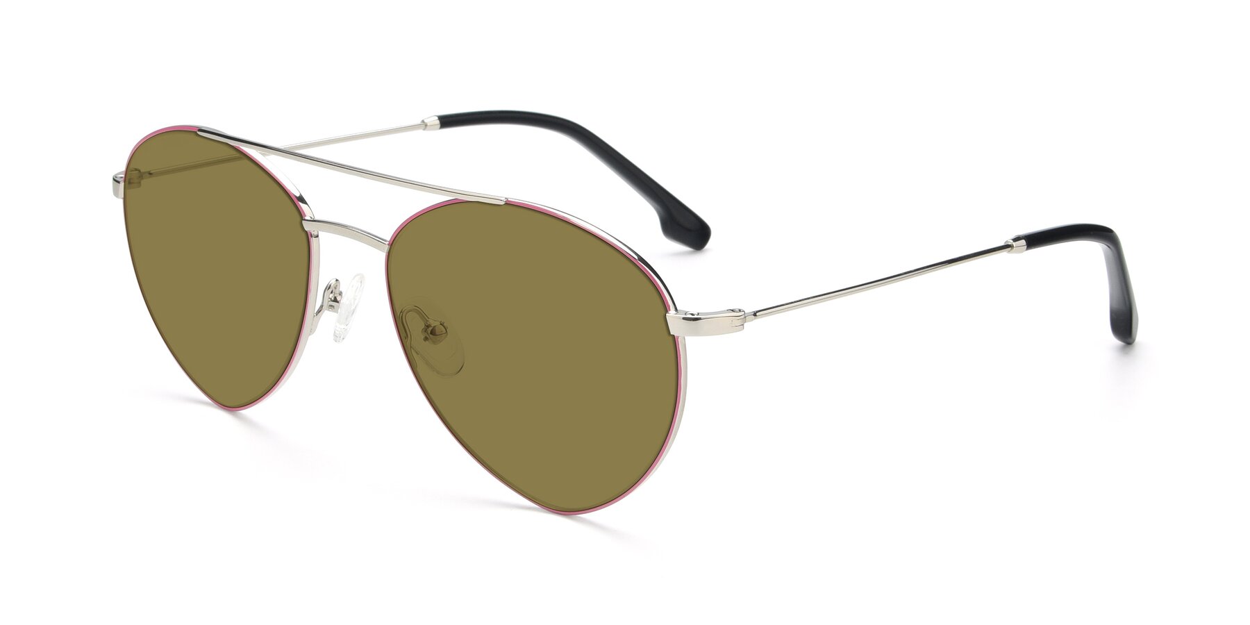Angle of 9459 in Silver-Pink with Brown Polarized Lenses