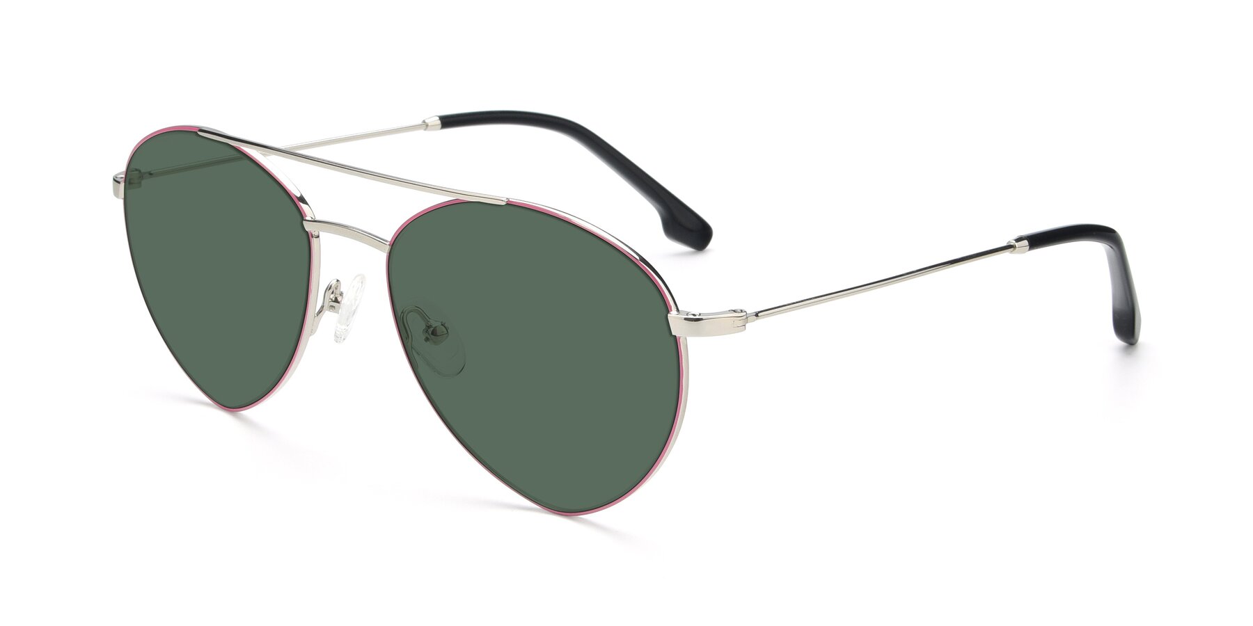 Angle of 9459 in Silver-Pink with Green Polarized Lenses